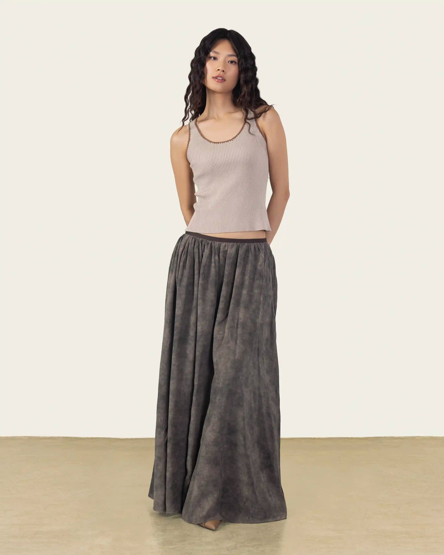 Velvet Brown Marble Effect Skirt