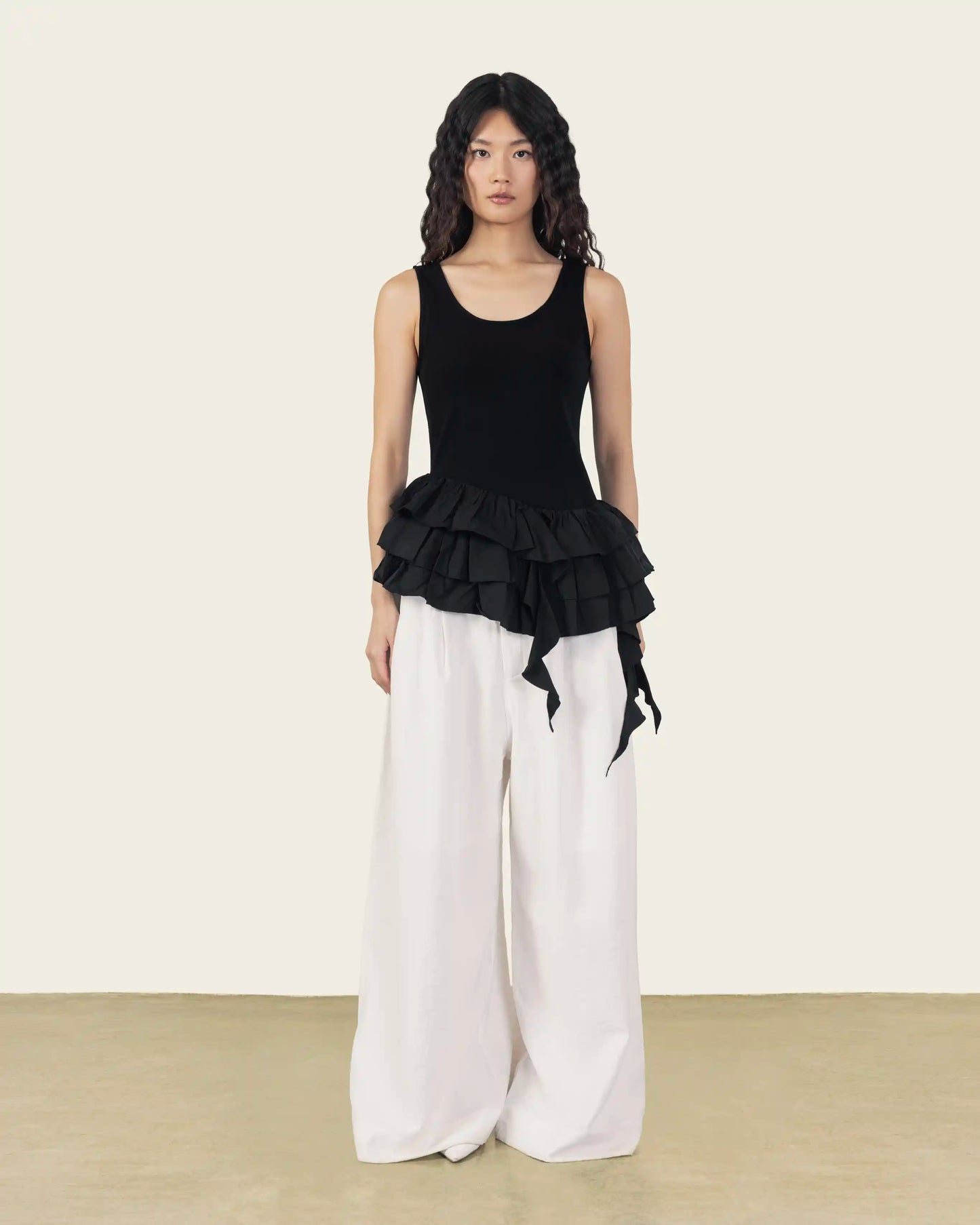 Black Ruffled Top