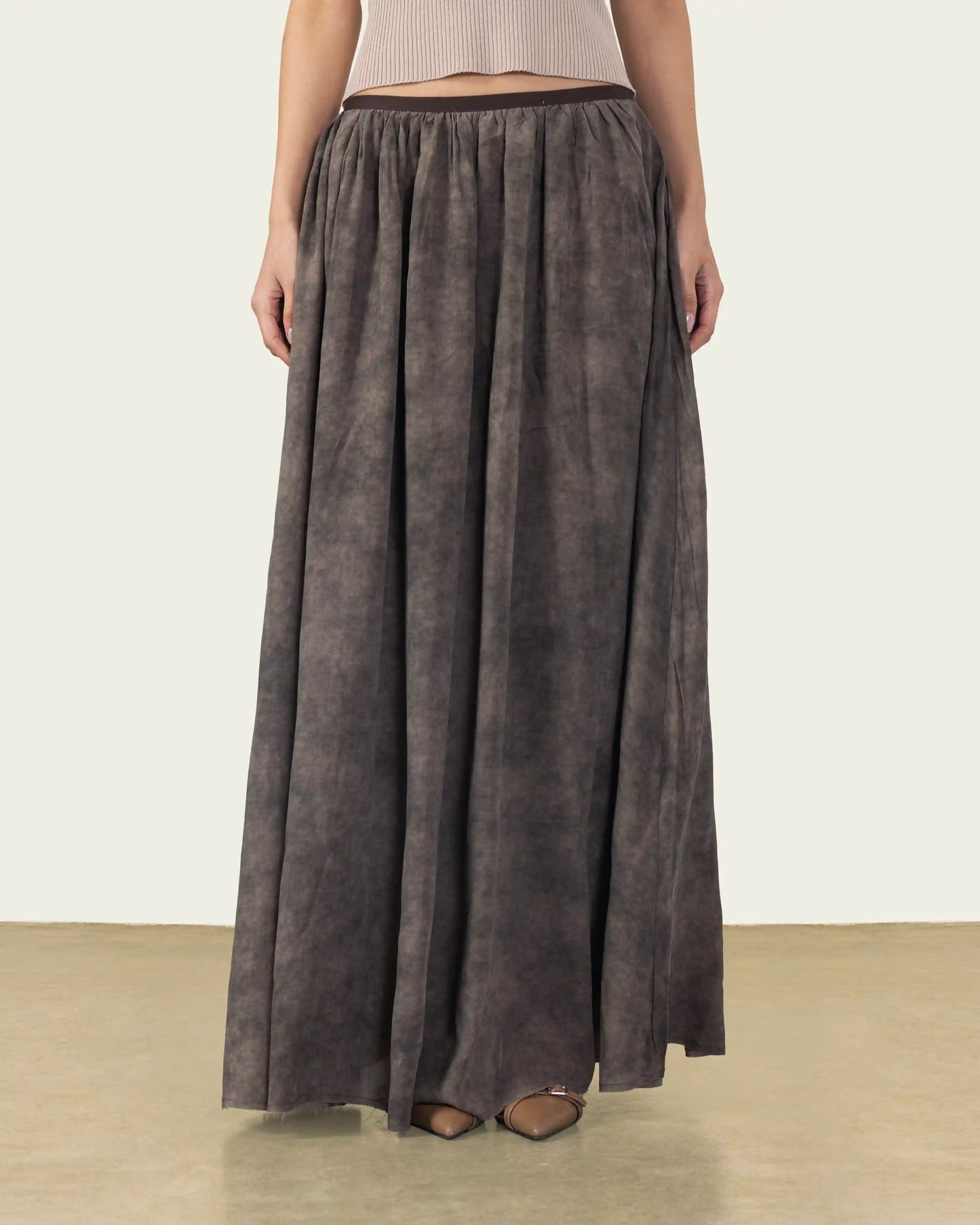 Velvet Brown Marble Effect Skirt