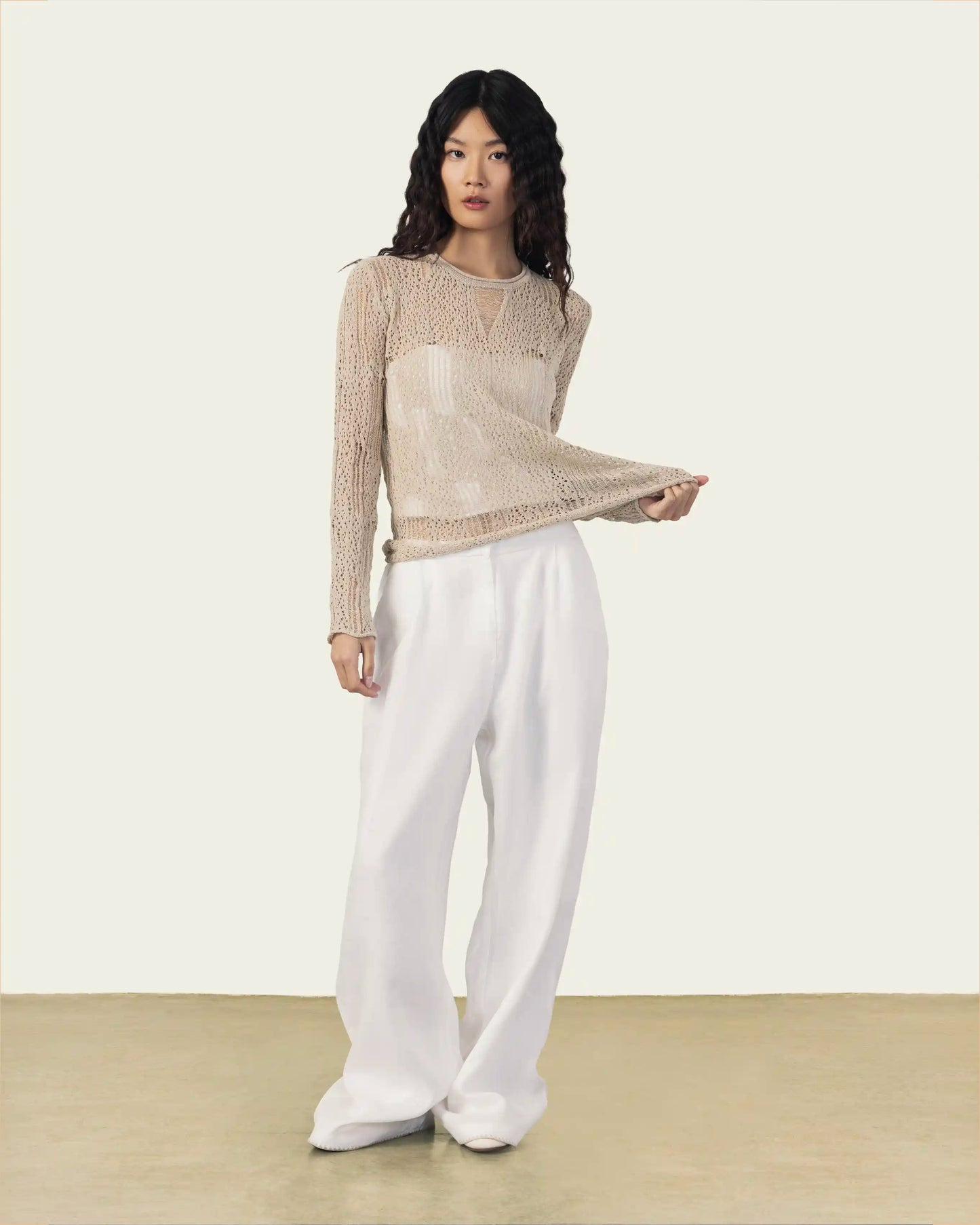 White Wide Leg Linen Pants