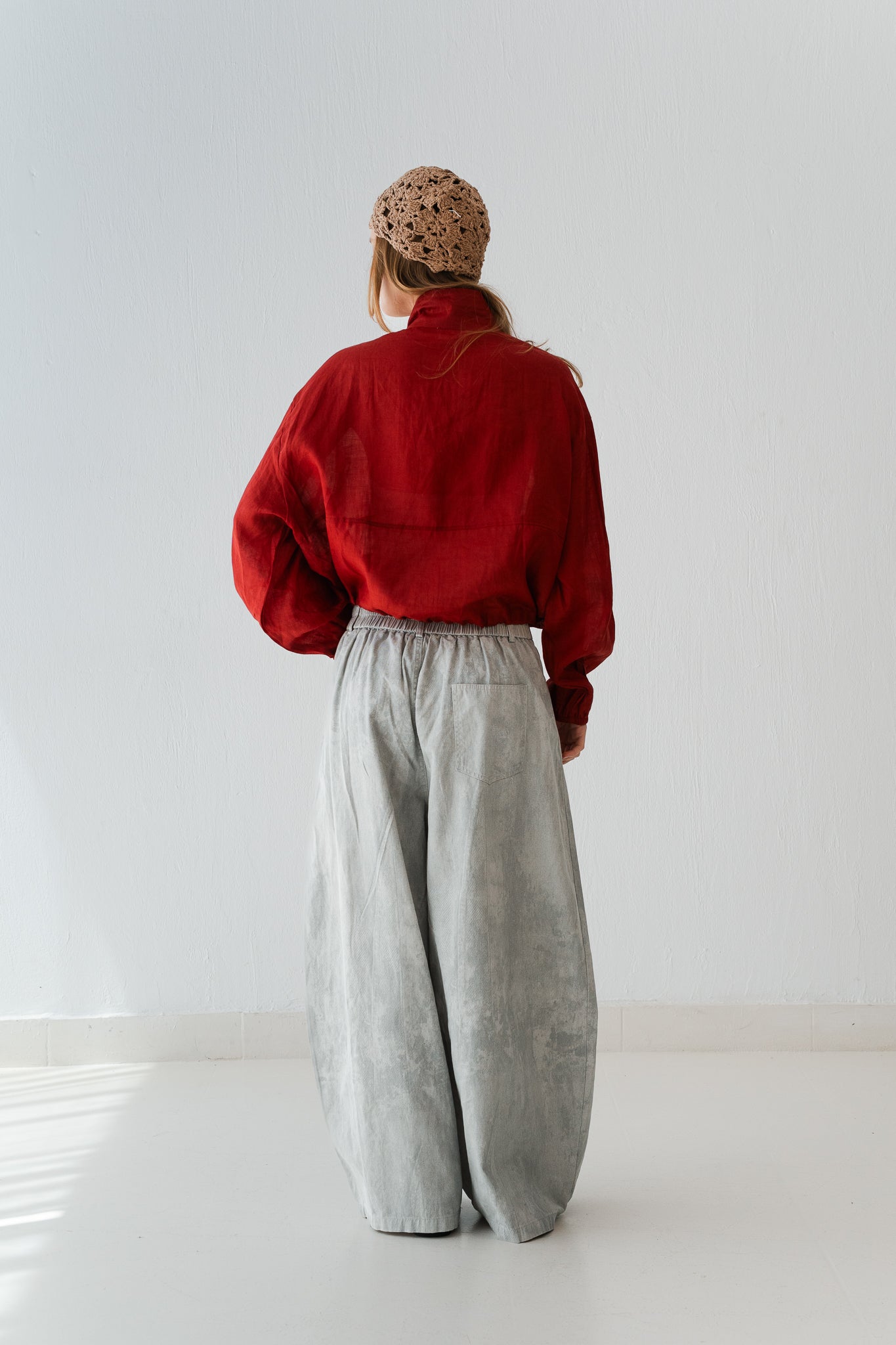 Loose Printed Pants In Cream