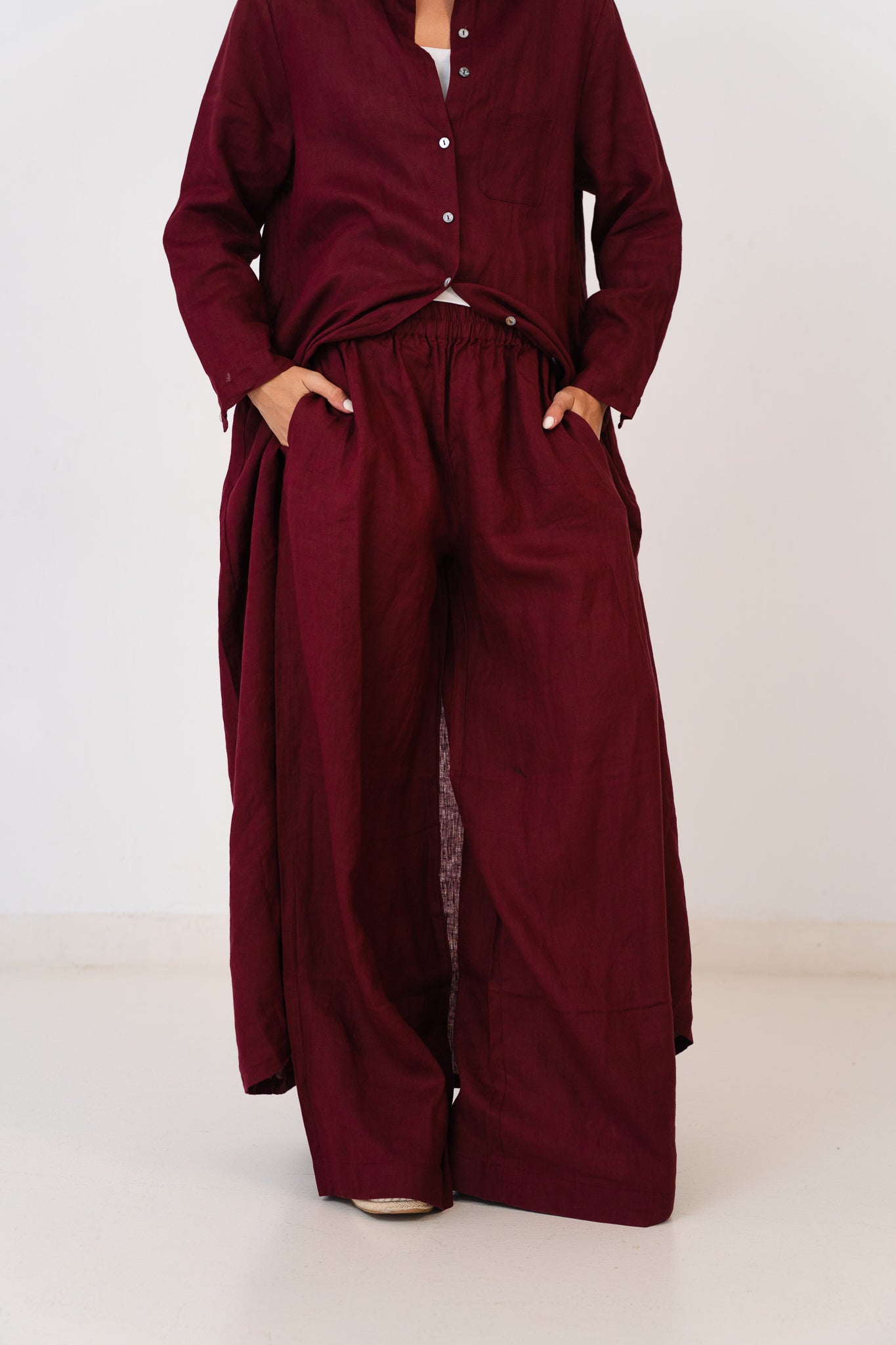 Linen Pants In Maroon