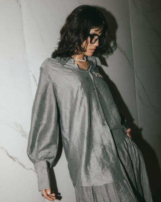 Shirt with Sea Shell Pendants in Grey