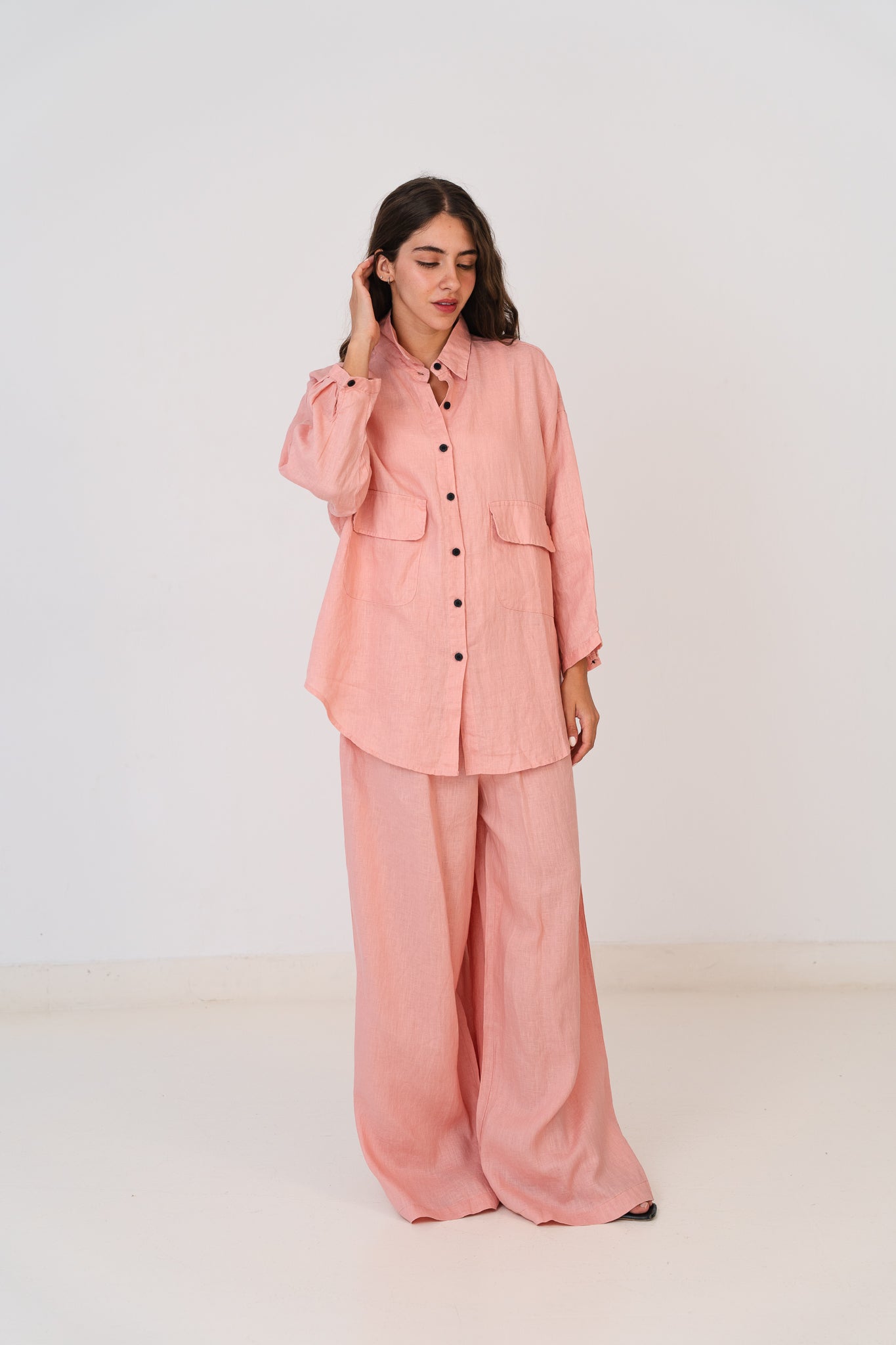 Linen Blouse In Dusty Pink