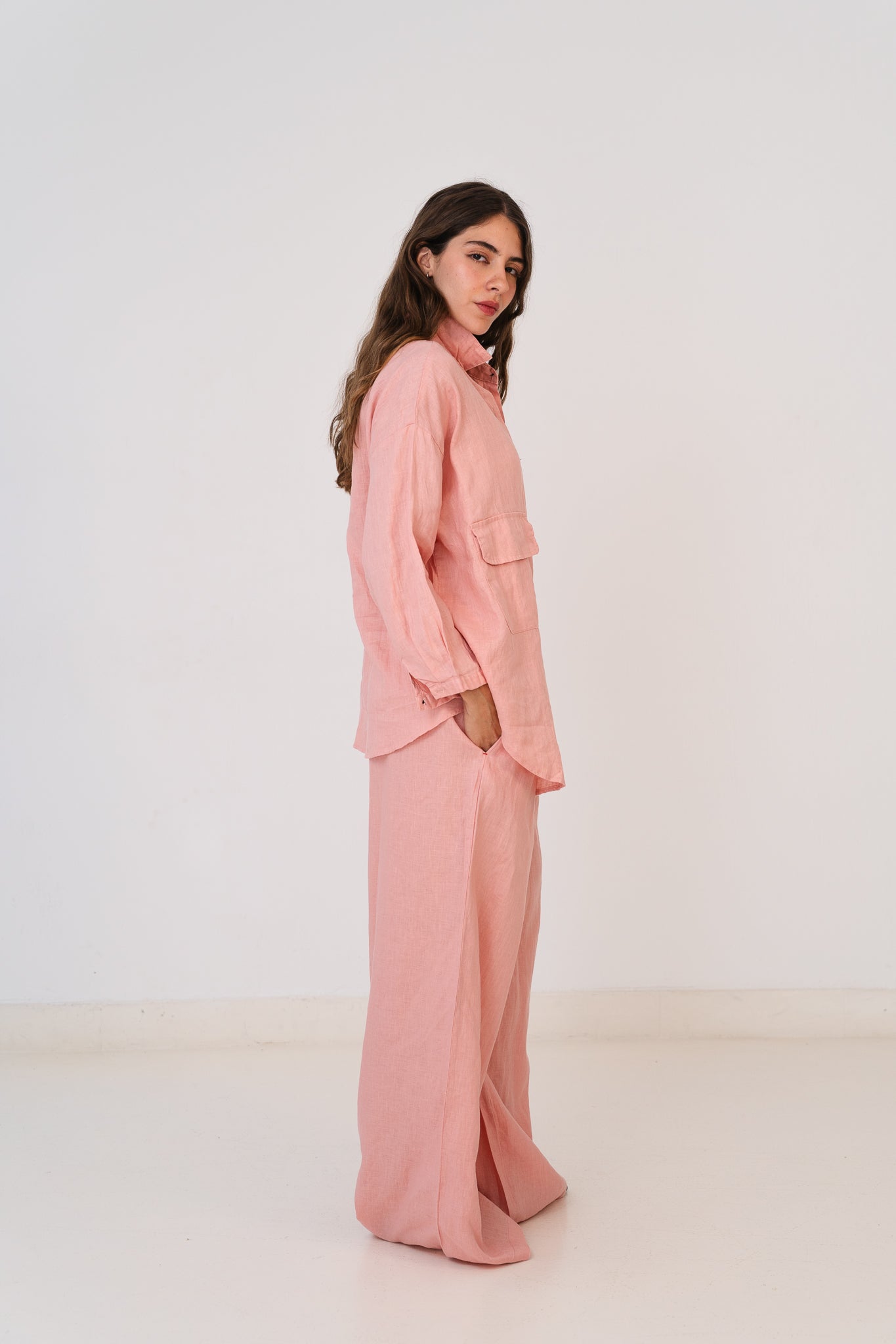Linen Pants In Dusty Pink