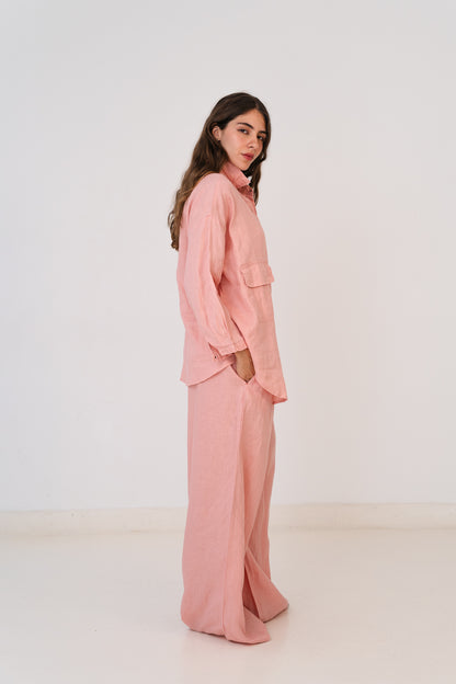Linen Pants In Dusty Pink