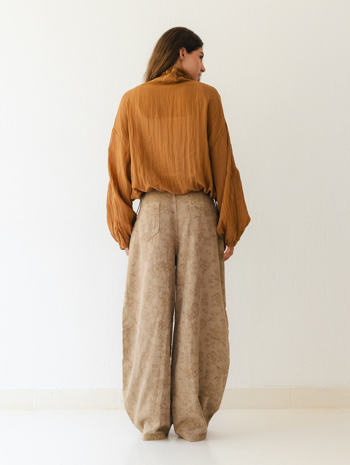 Beige Flowered Pants