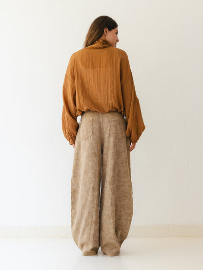 Beige Flowered Pants