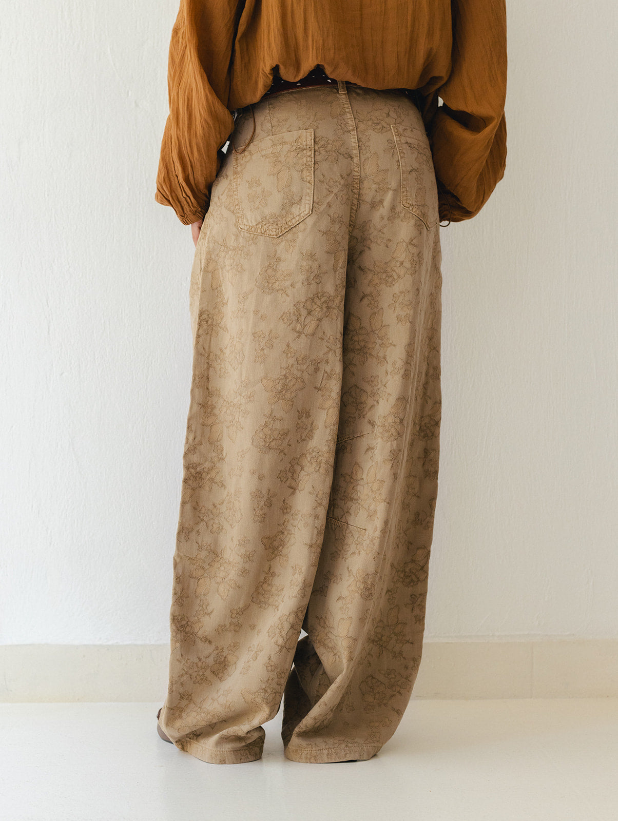 Beige Flowered Pants