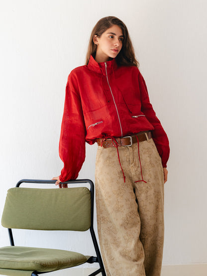 Beige Flowered Pants