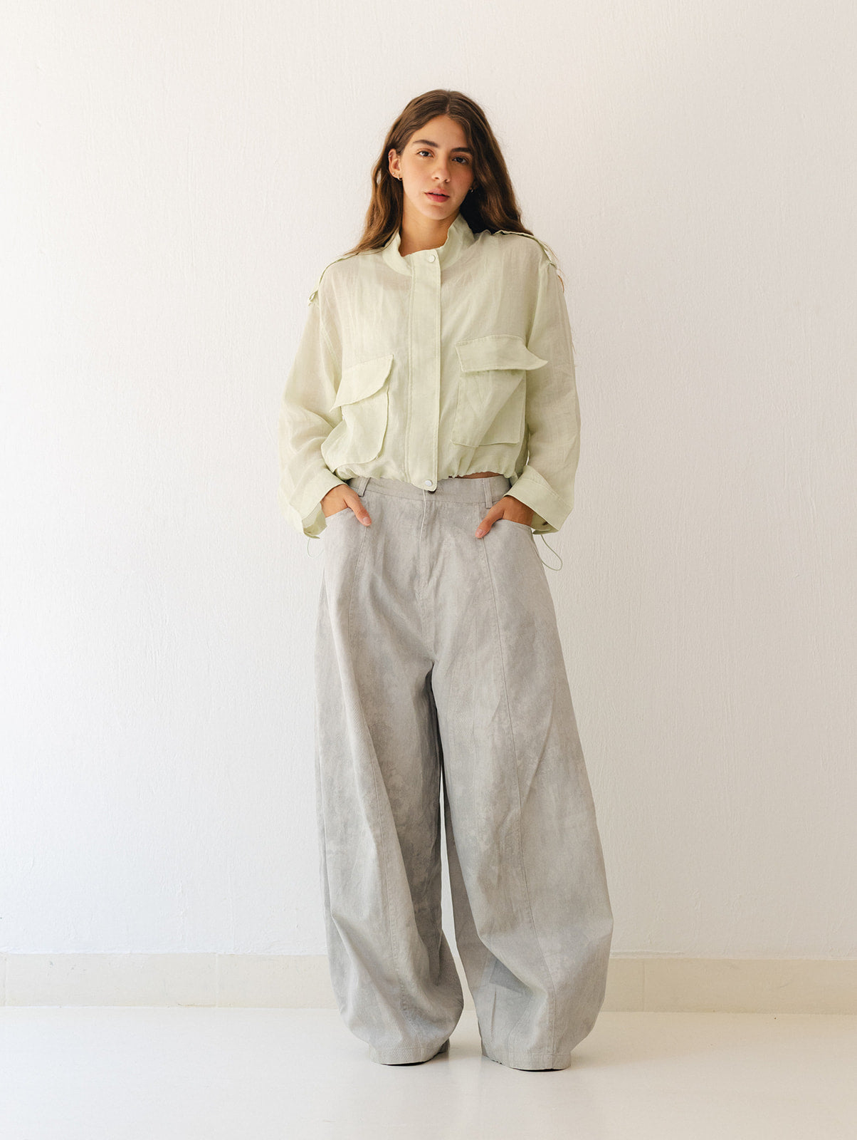 Loose Printed Pants In Cream