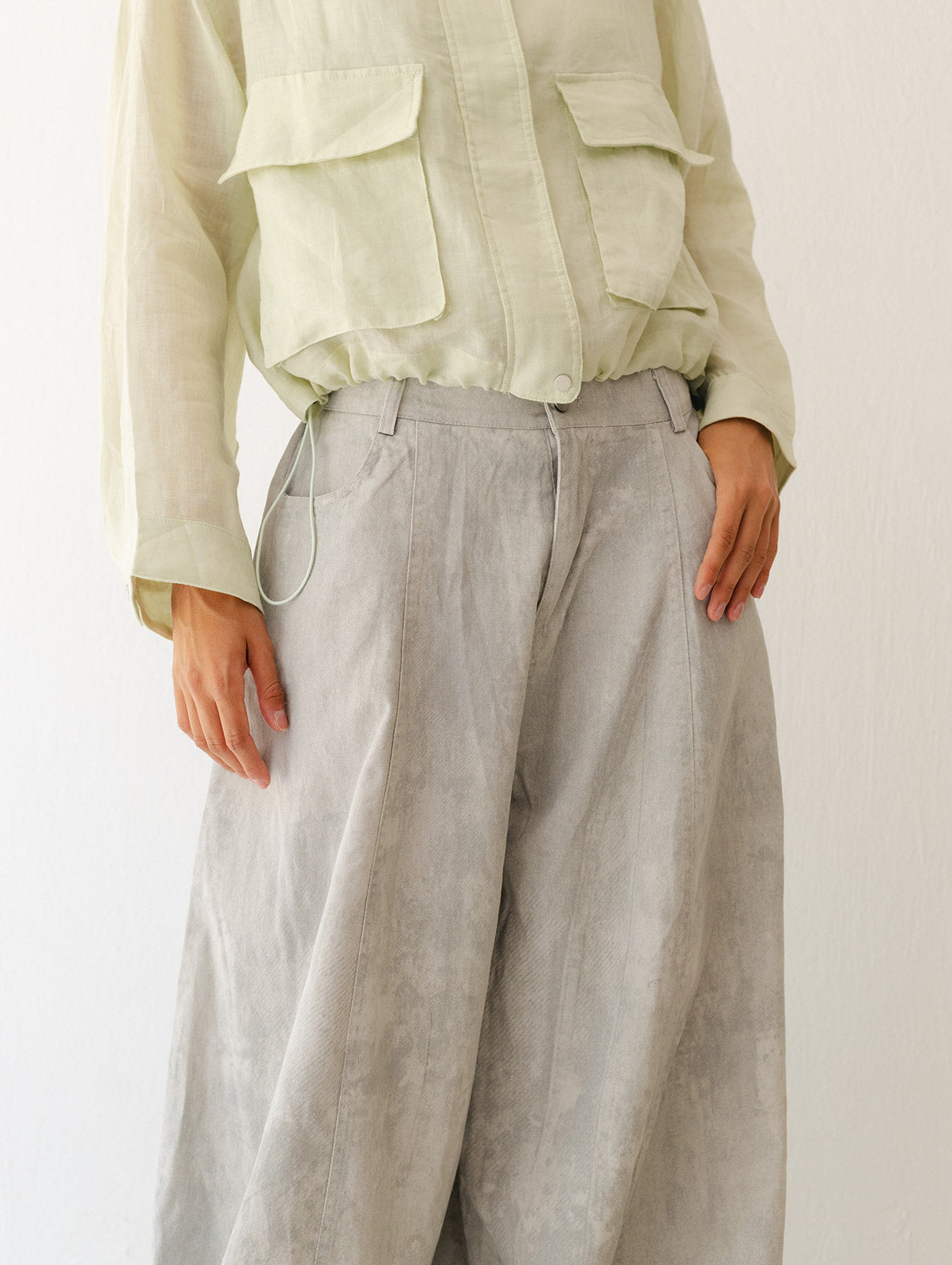 Loose Printed Pants In Cream
