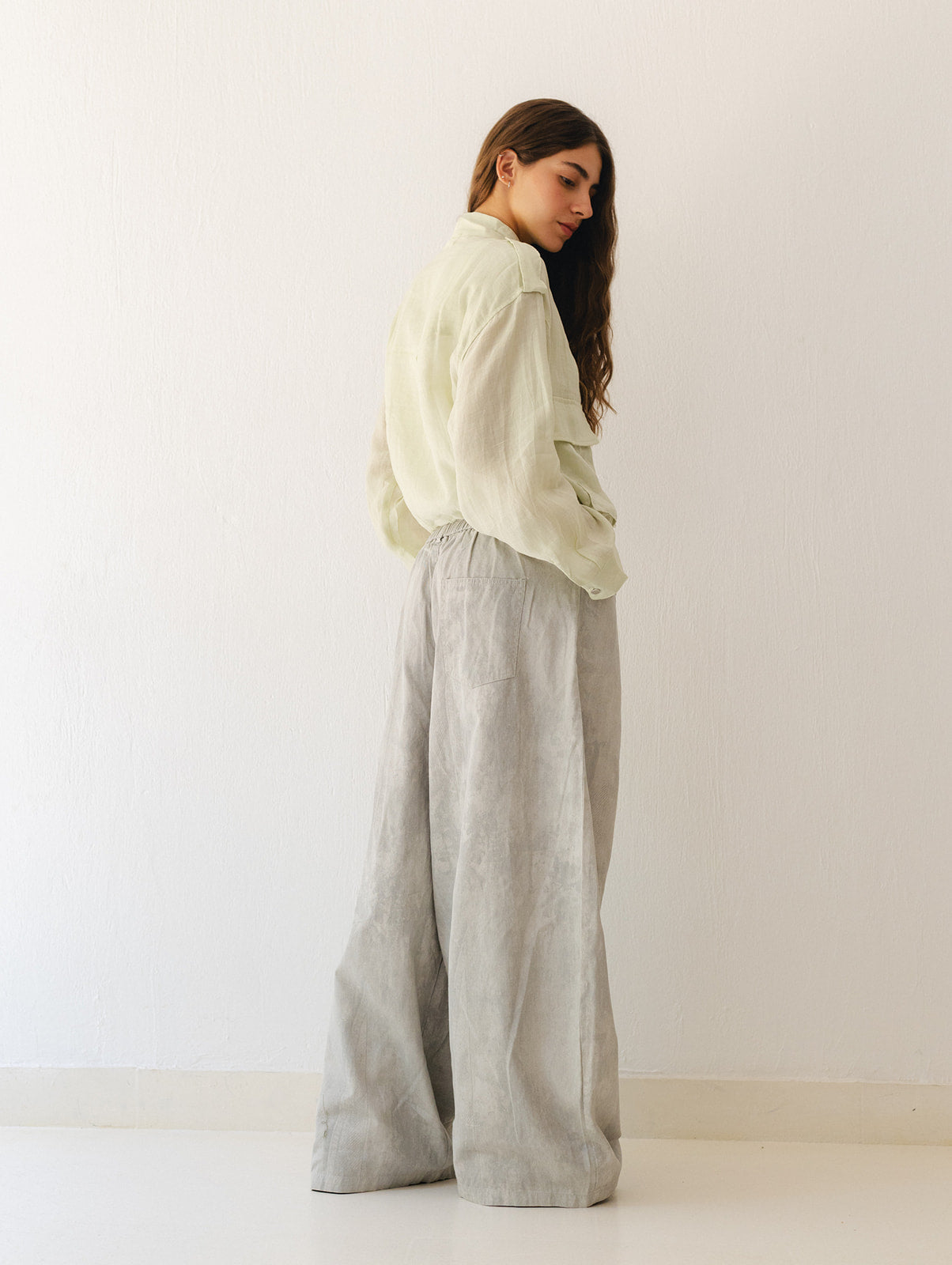 Loose Printed Pants In Cream