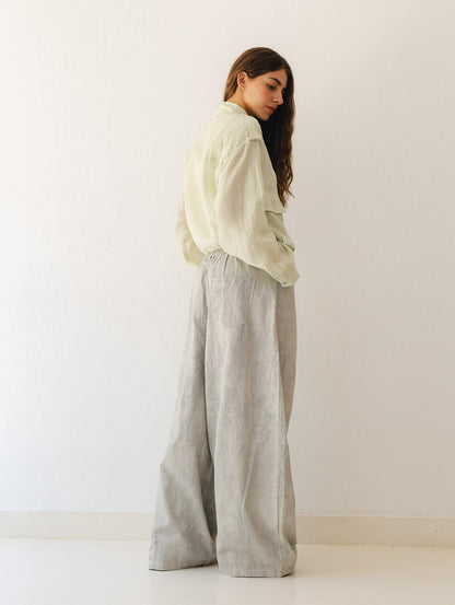 Loose Printed Pants In Cream