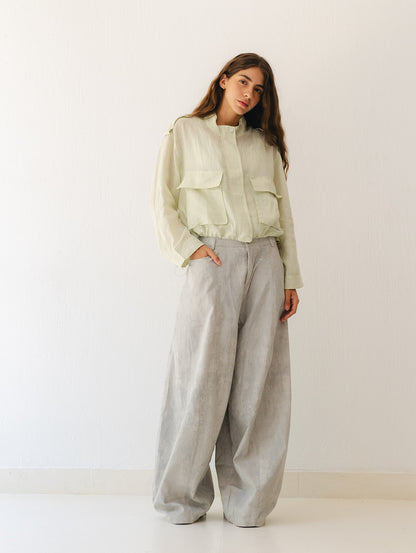 Loose Printed Pants In Cream