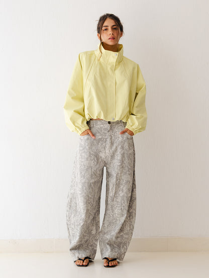 Loose Printed Pants In Ash Grey