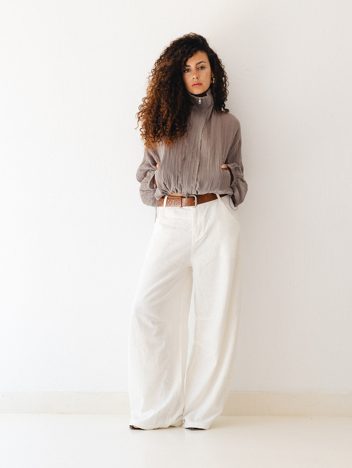 White Flowered Pants