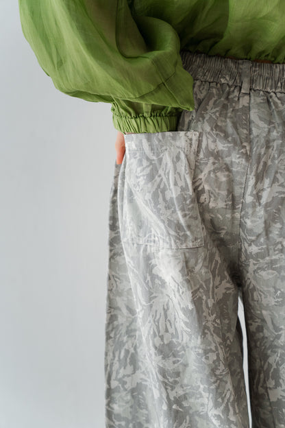 Loose Printed Pants In Ash Grey