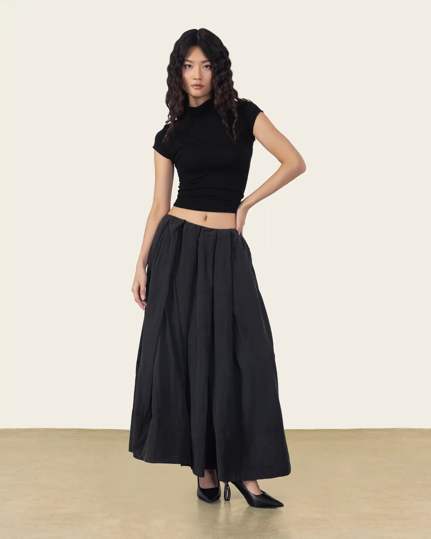 Pleated Skirt in Charcoal Grey