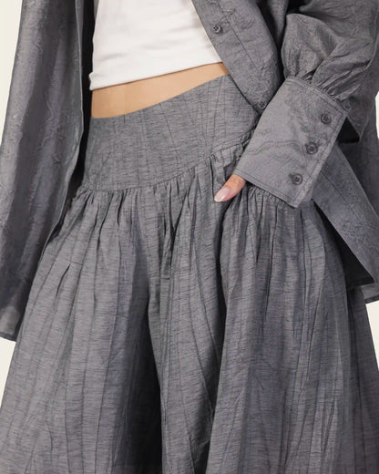 Pleated Wide Leg Pants in Grey