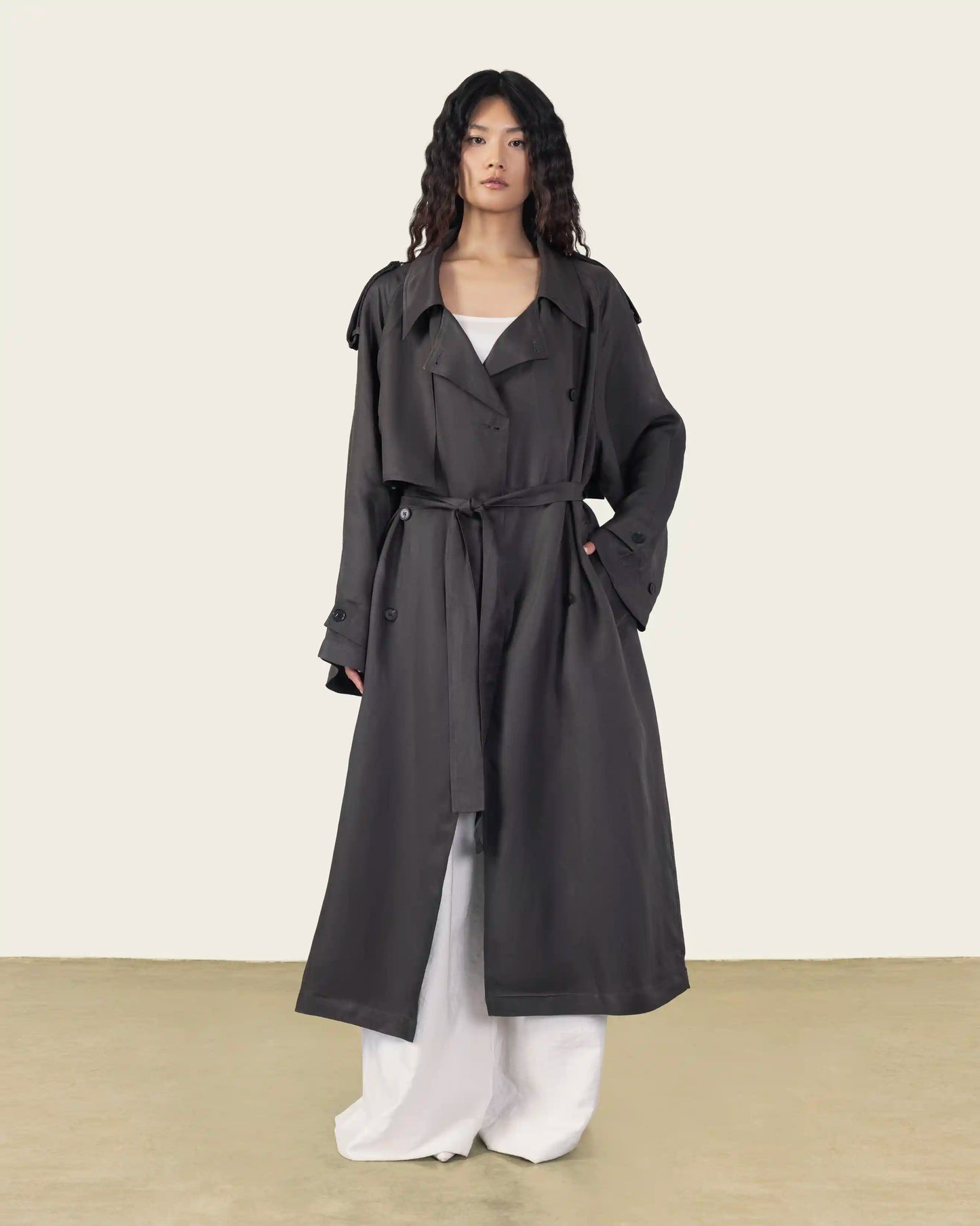 Trench Coat in Warm Grey