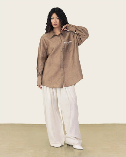 Shirt with Sea Shell Pendants in Macchiato