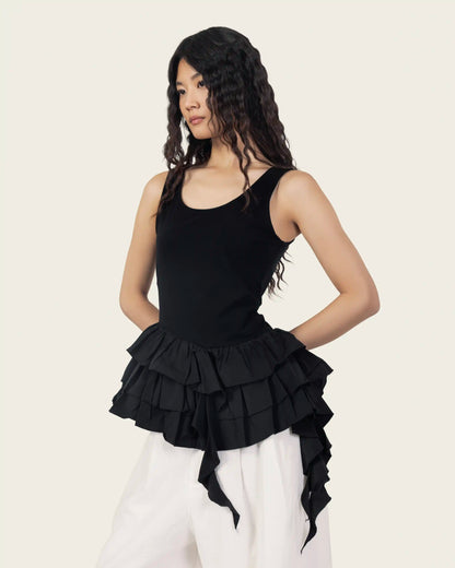 Black Ruffled Top