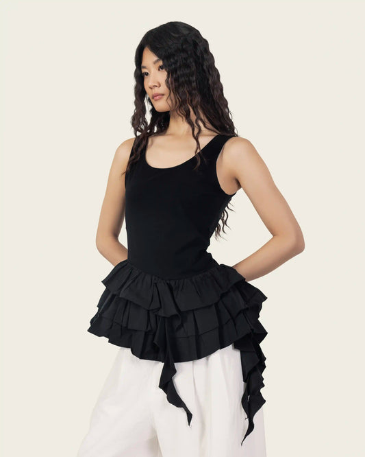 Black Ruffled Top