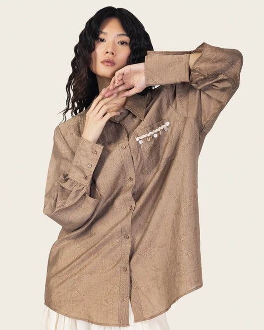 Shirt with Sea Shell Pendants in Macchiato