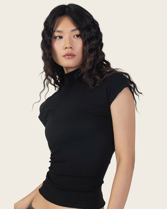 Top with Mock Neck in Black