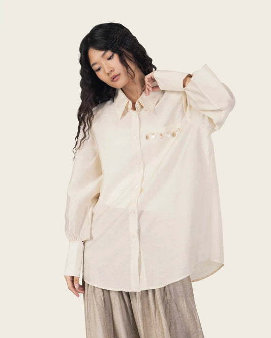Shirt with Sea Shell Pendants in Ivory