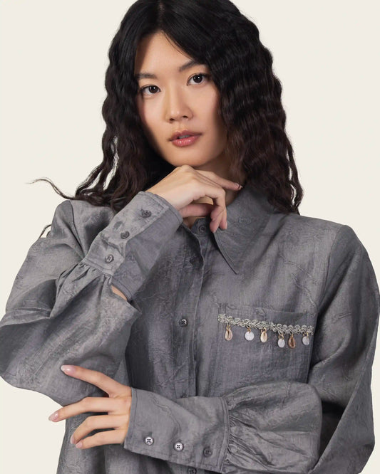 Shirt with Sea Shell Pendants in Grey