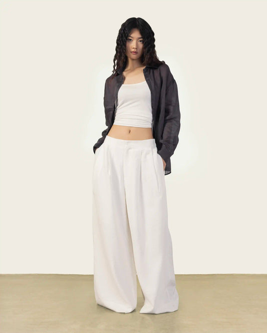 Sheer Linen Shirt in Lilac Grey