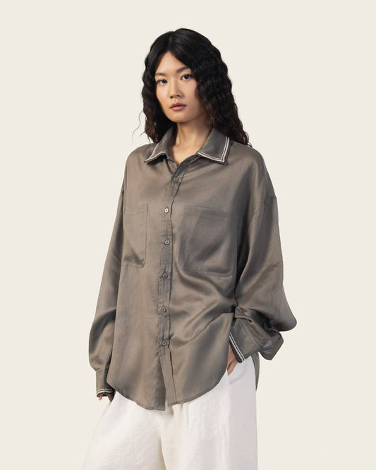 Olive Shirt with Embroidery Details