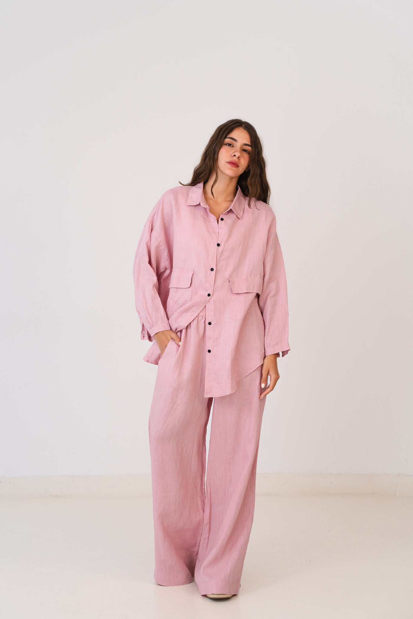 Linen Pants In Baby Pink
