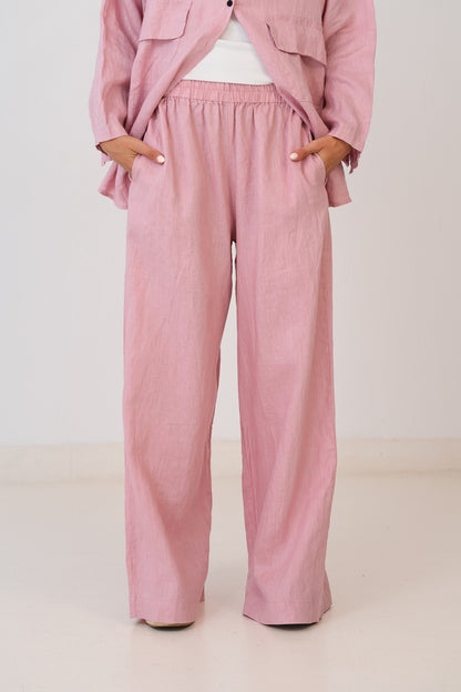 Linen Pants In Baby Pink