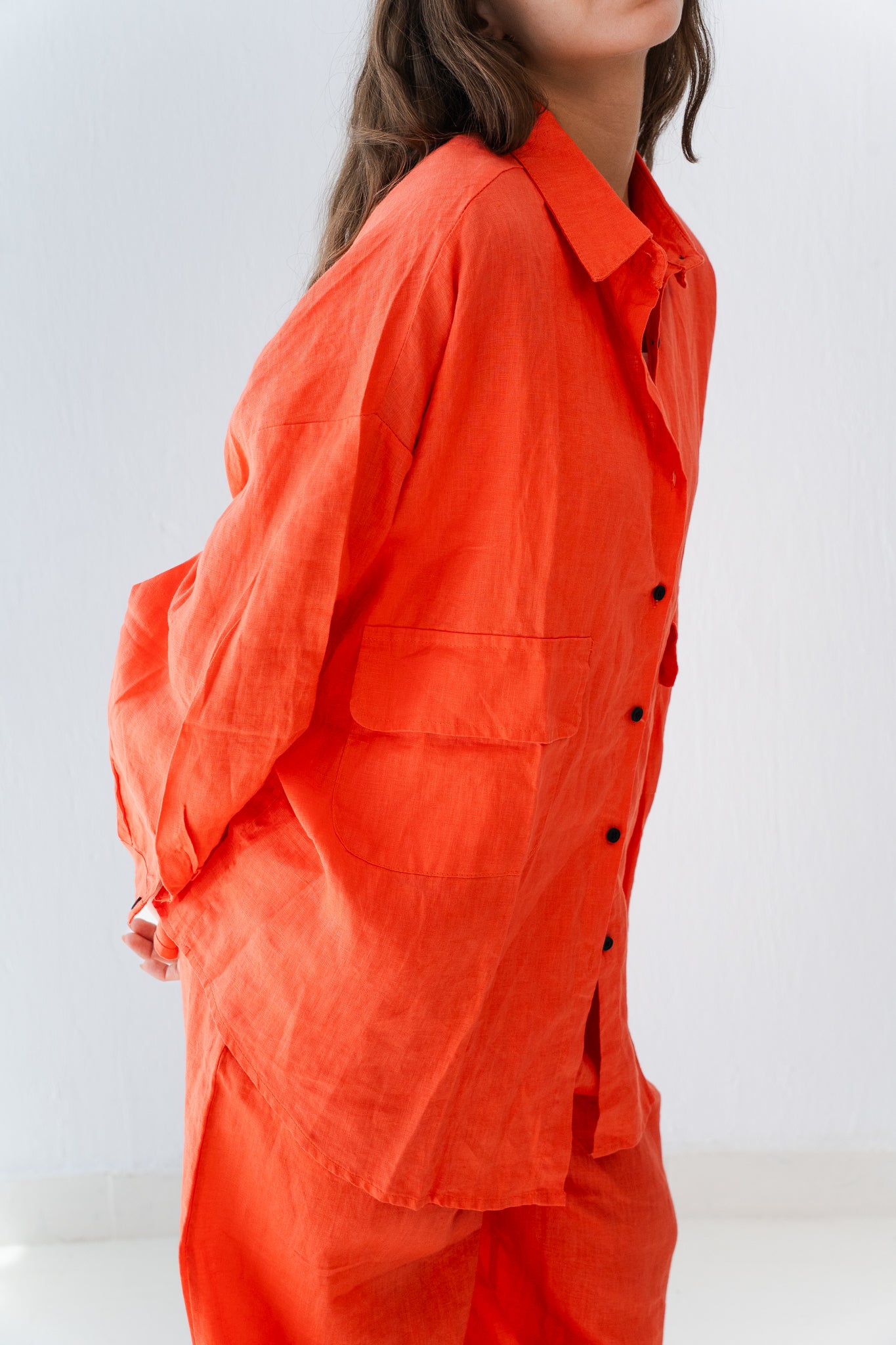 Linen Blouse In Orange