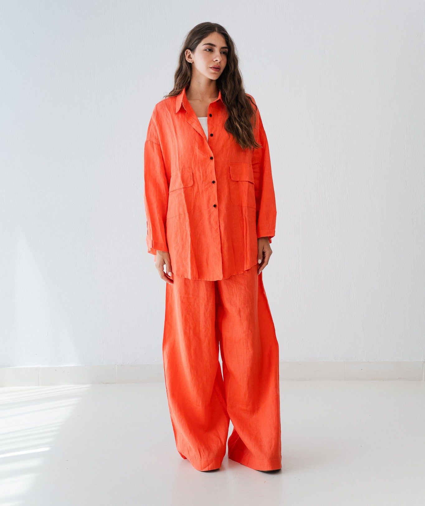 Linen Blouse In Orange