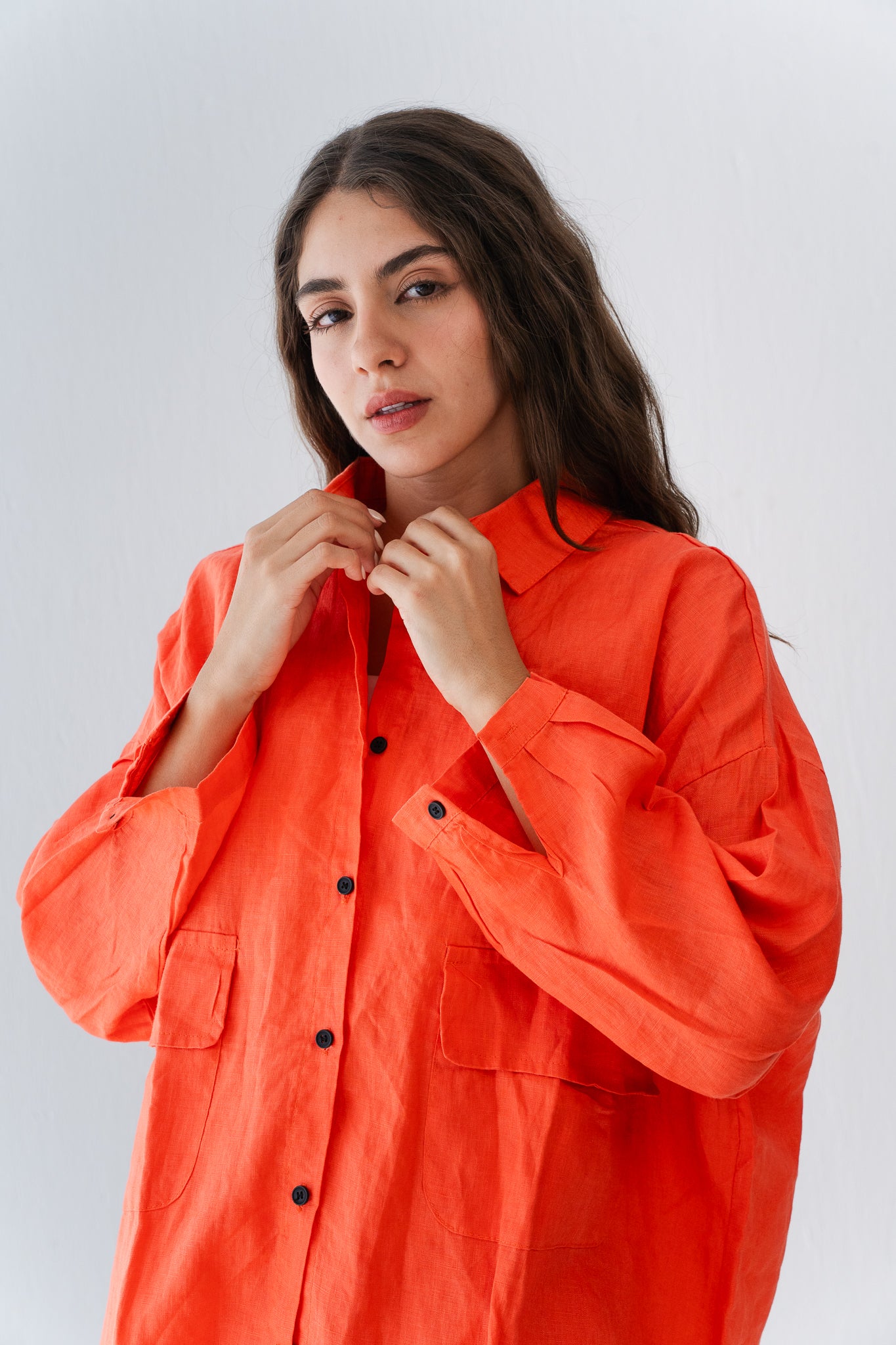 Linen Blouse In Orange