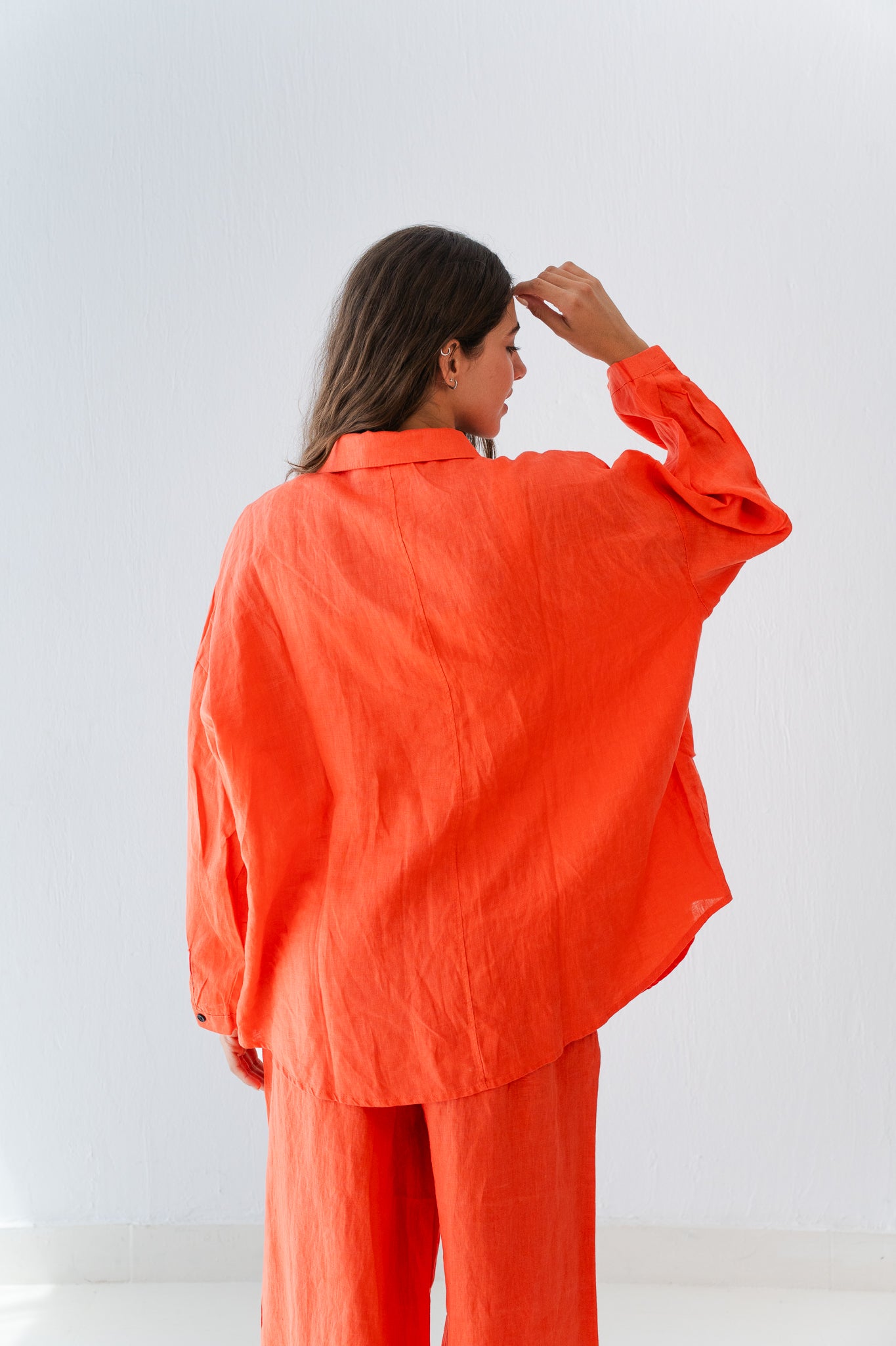 Linen Blouse In Orange