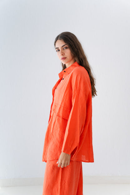 Linen Blouse In Orange