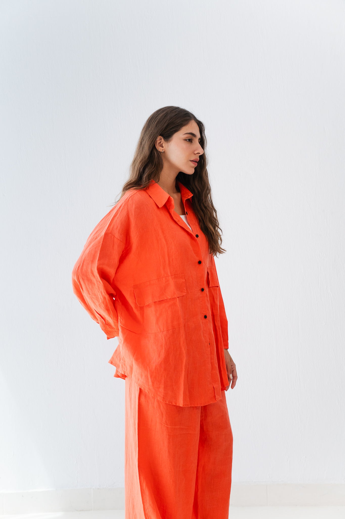 Linen Blouse In Orange