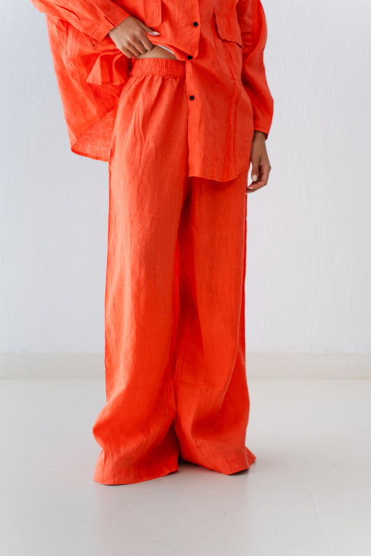 Linen Pants In Papaya