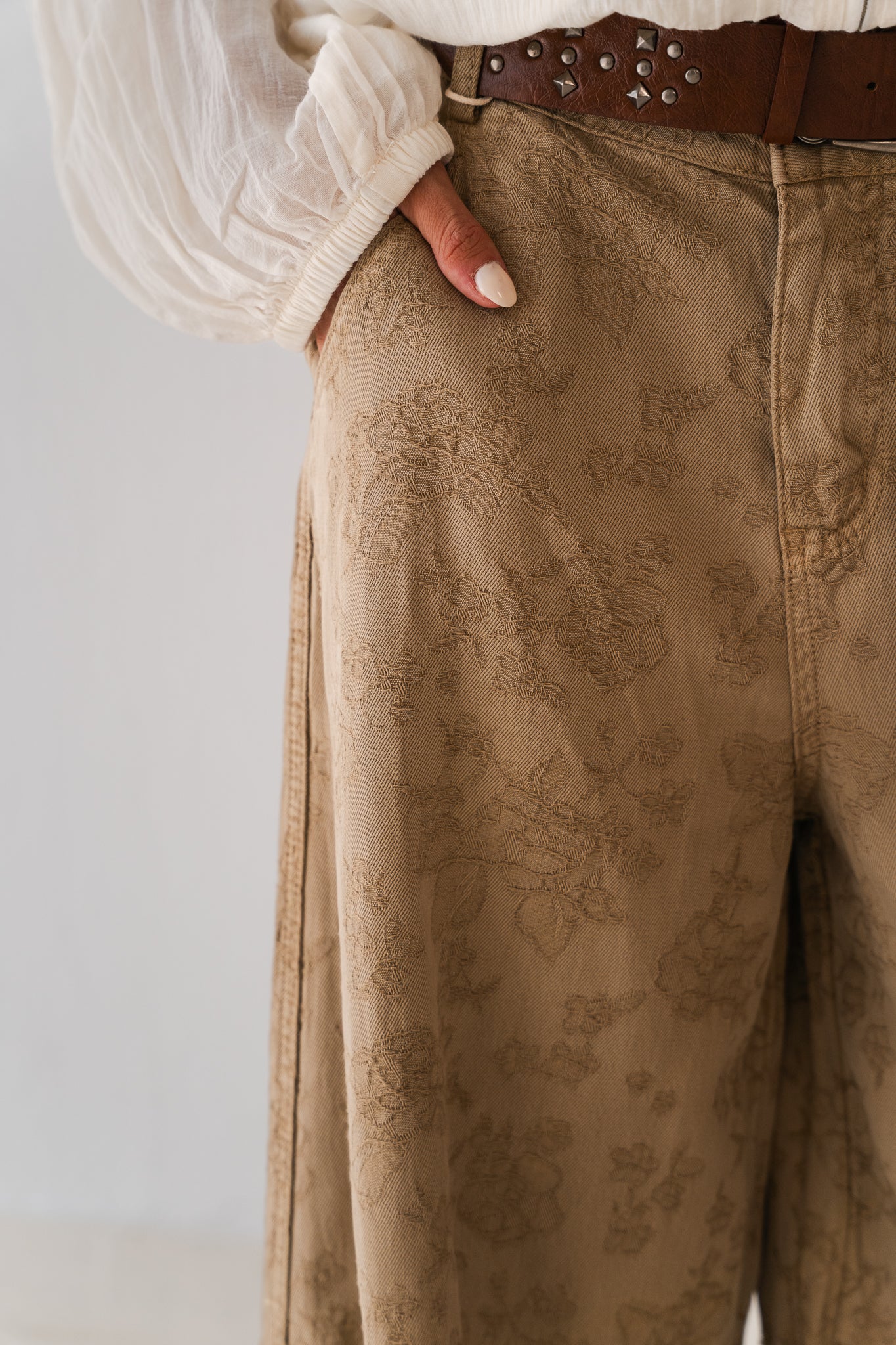 Beige Flowered Pants