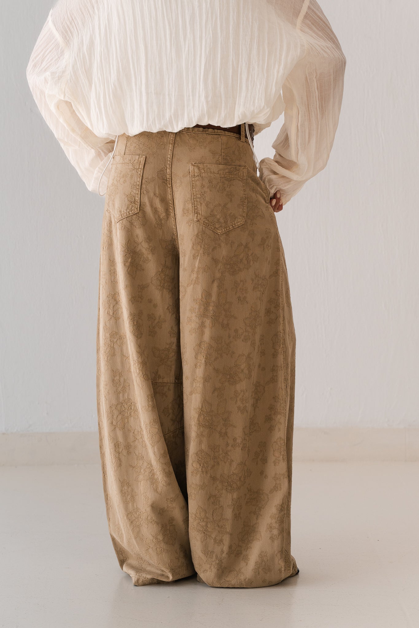Beige Flowered Pants