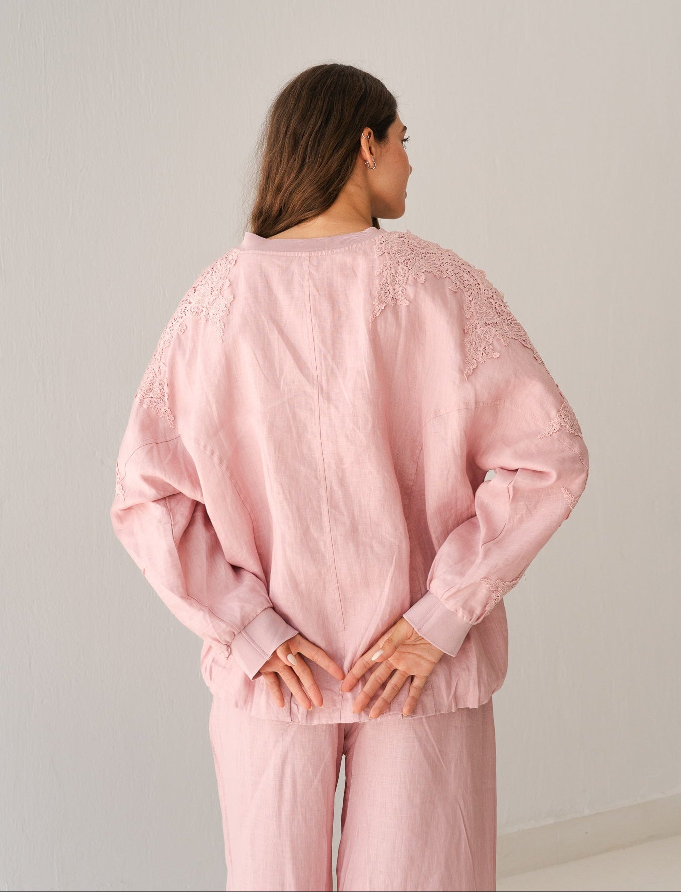 Embroidered Blazer In Baby Pink