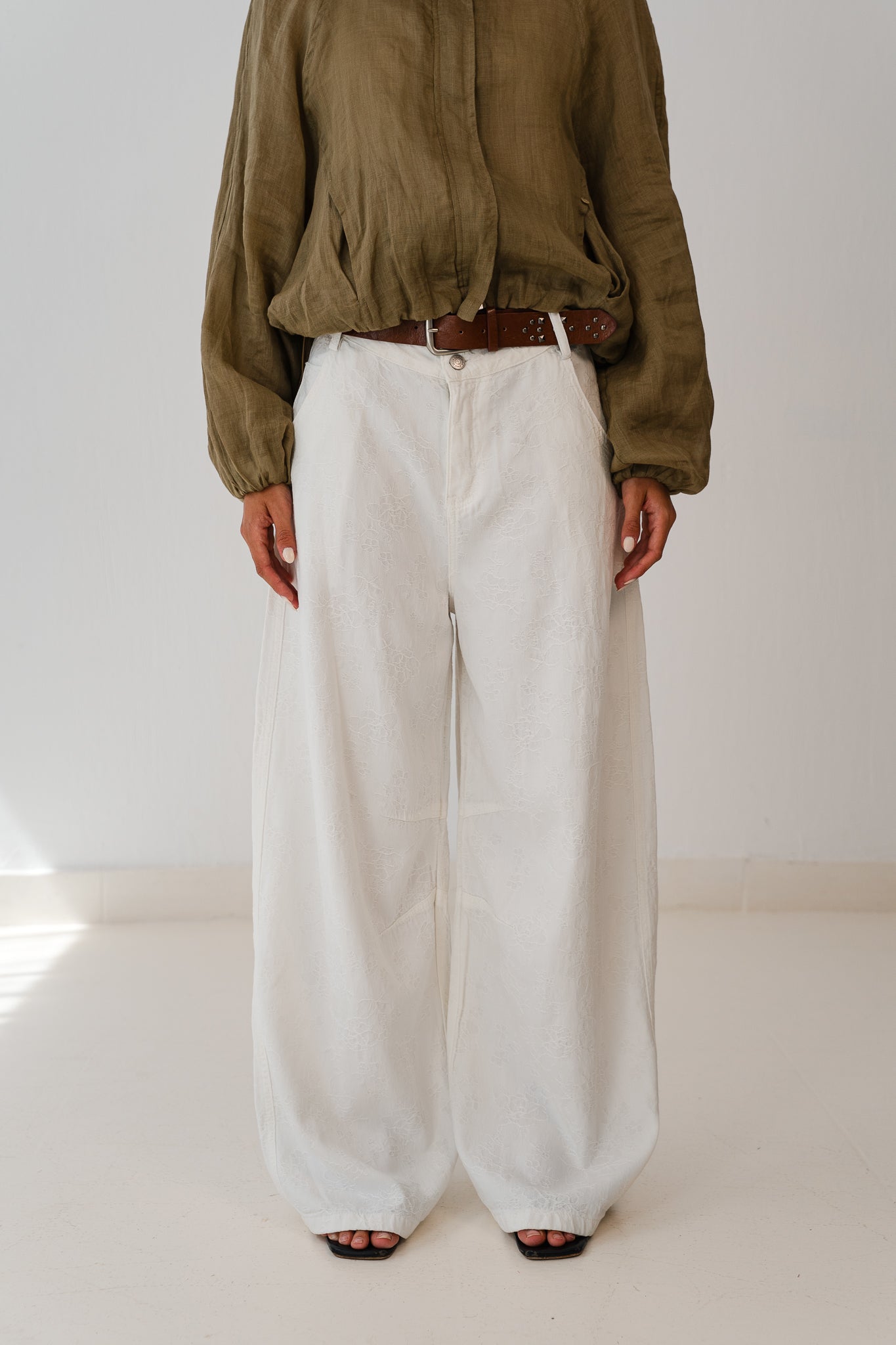 White Flowered Pants