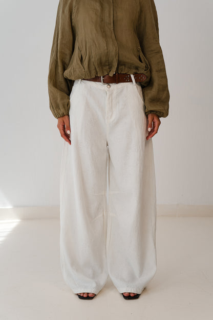 White Flowered Pants