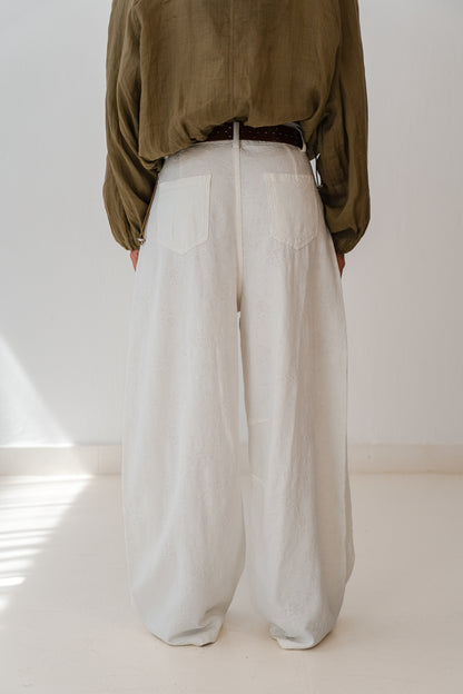 White Flowered Pants