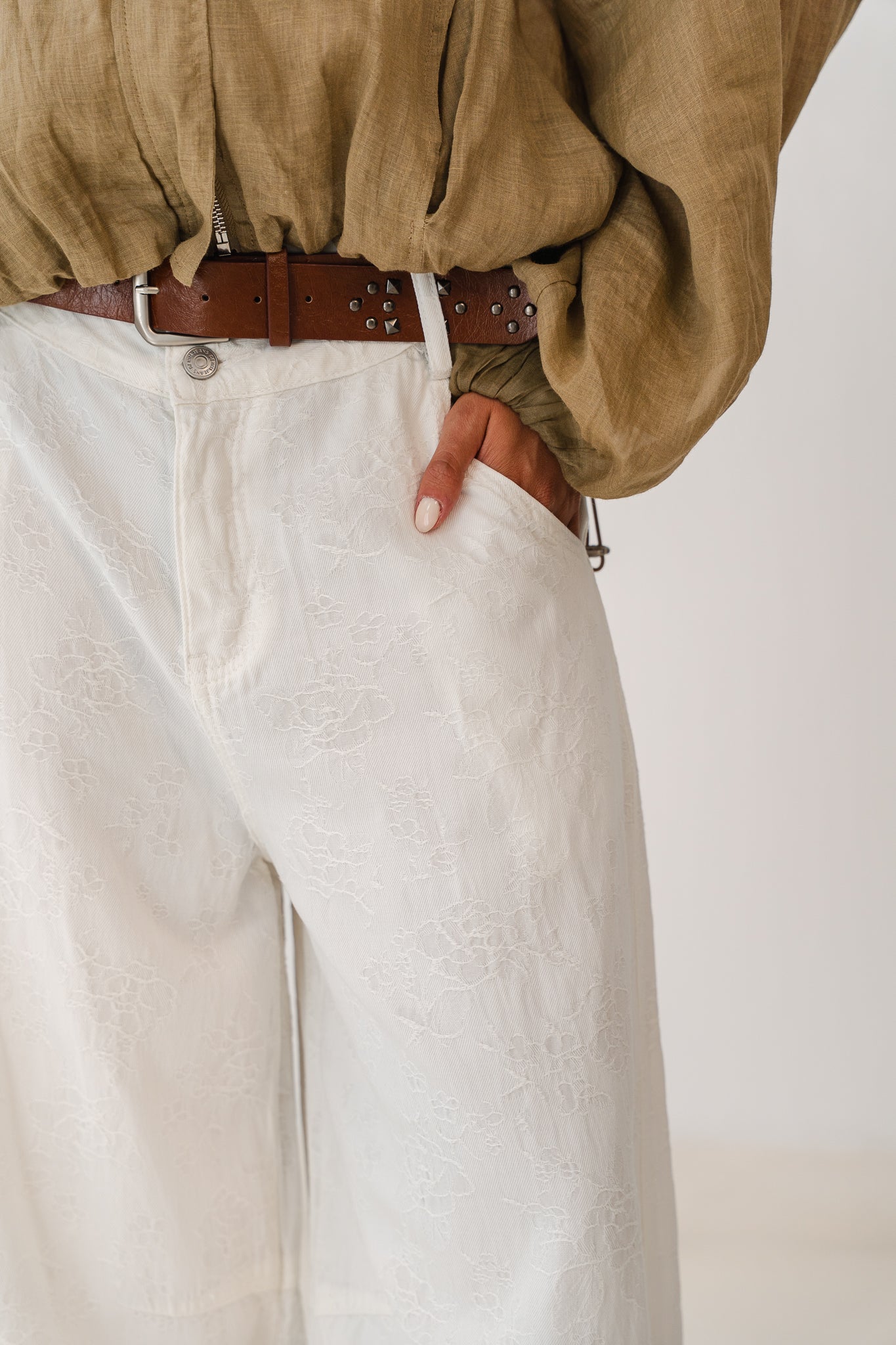 White Flowered Pants